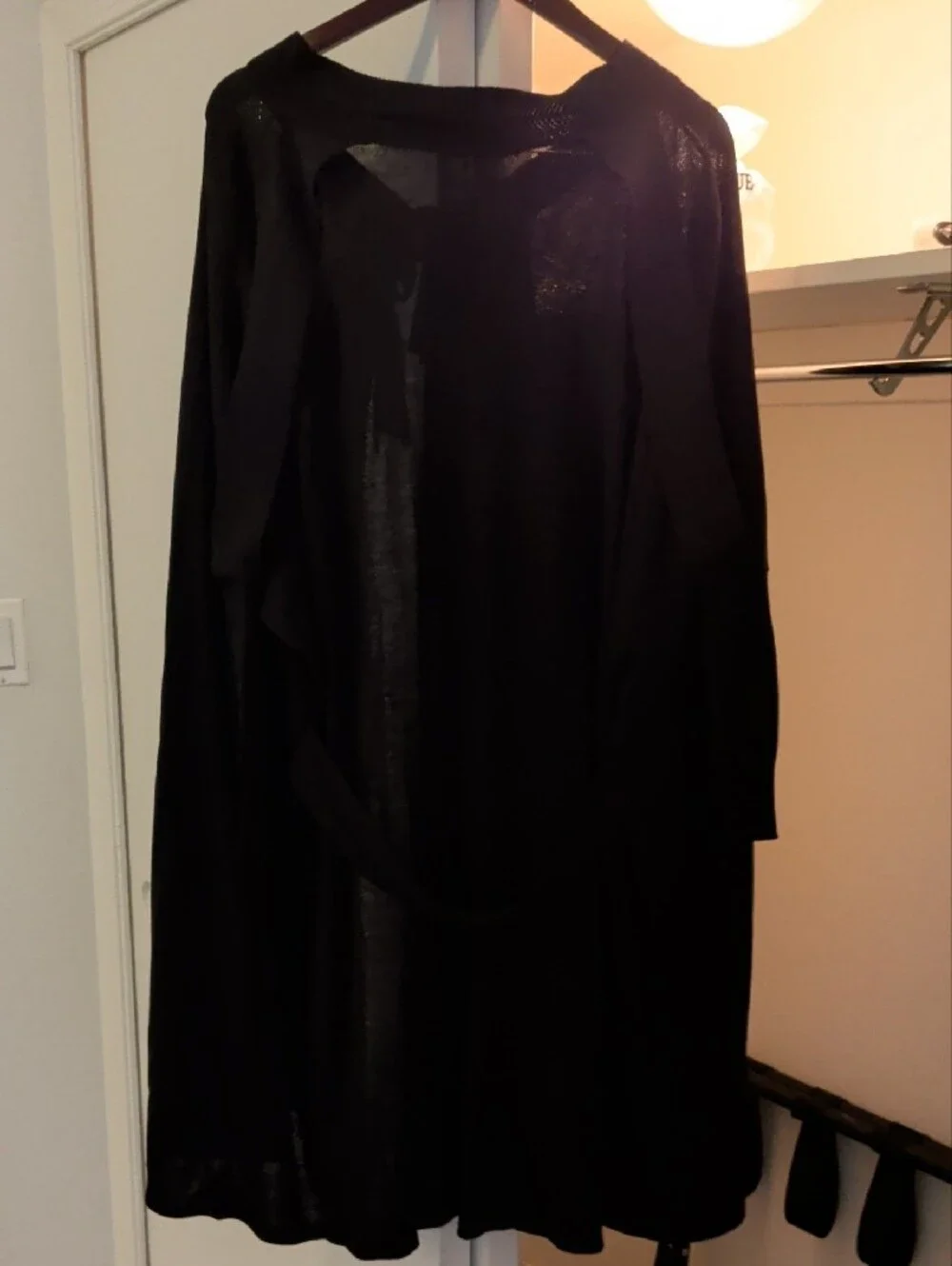 Balenciaga Black Long Open-Front Knit Duster